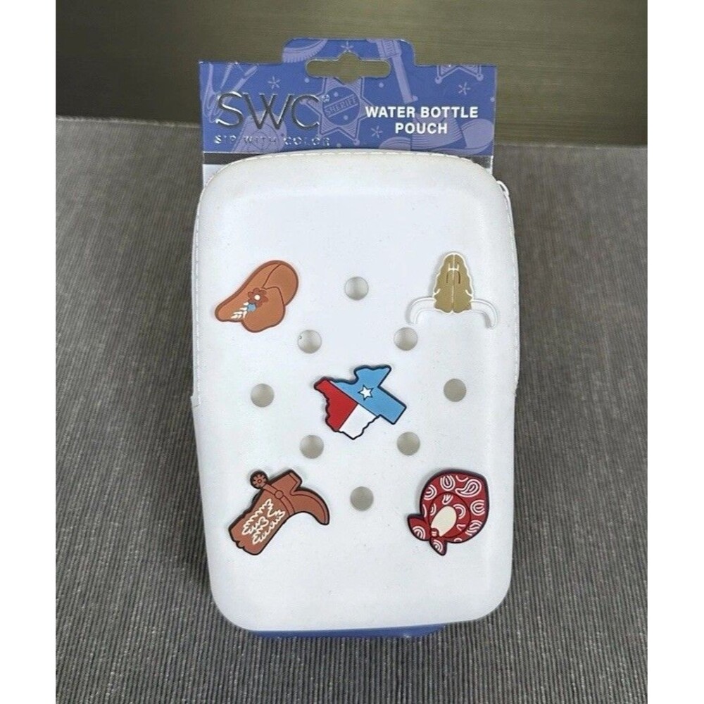 SWC Sip With Color Silicone Water Bottle Tumbler Pouch Bag Charms Texas Souvenir